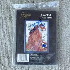 Vintage Golden Bee Tiger Cross Stitch Kit Big Cat Safari African Lion